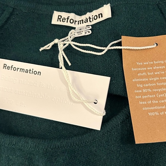 Reformation NWT Jennita Forest Green 100% cashmere Dress - Picture 9 of 9